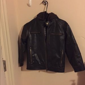 Boys Faux distressed leather jacket